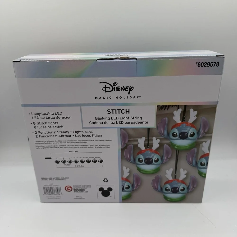Disney Lilo & Stitch 8 Ct 7ft White LED Indoor Christmas String Lights Blinking